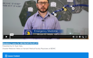 Exercised induced chest pain lesson for a customized learning management system developed to teach medical personnel for endurance events.