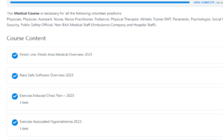 Sample of a custom learning management system medical course developed to assist endurance race medical personnel.